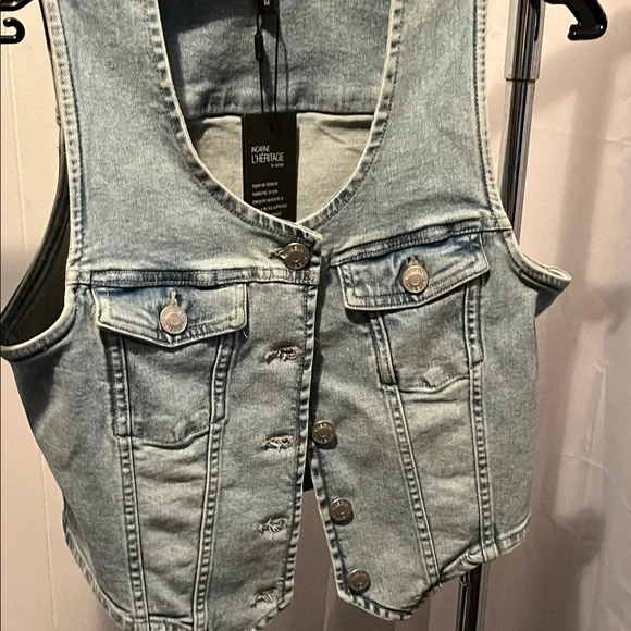 Denim Button-Front Vest - Picture 2 of 4